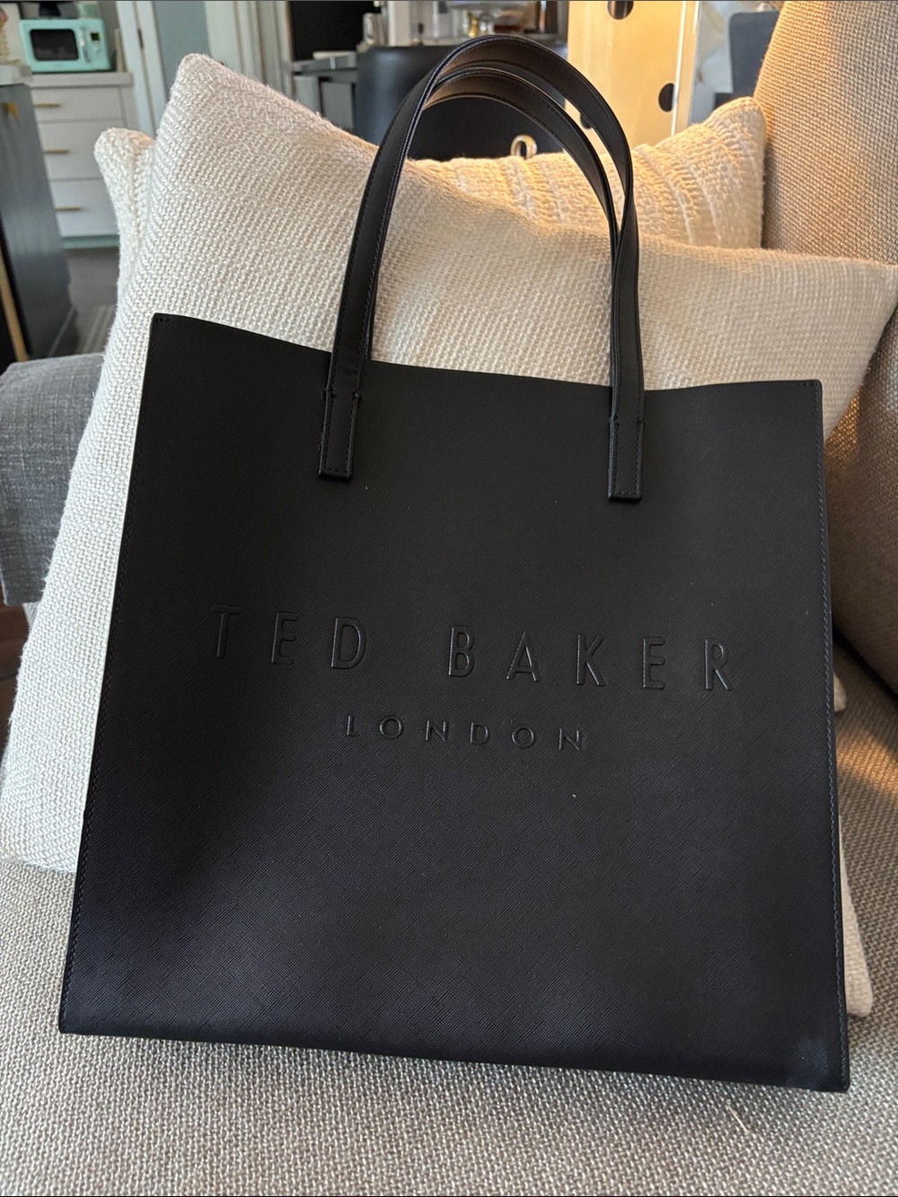 Ted Baker Black Leather Messenger Tote Bag NWOT